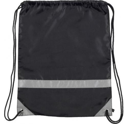 Custom Printed Drawstring Backpack Bags - Black Reflective
