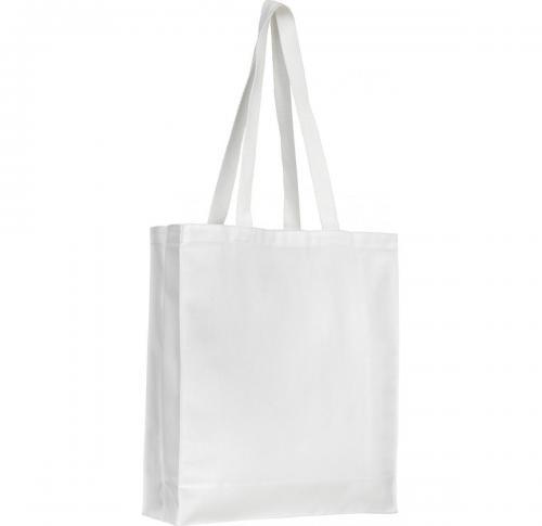 Logo Printed Tote Bags Canvas 8oz Gussetted Long Handles - White
