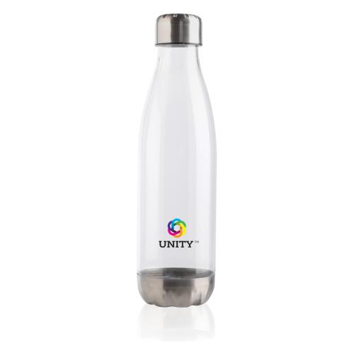 Branded Leakproof Water Bottle With Stainless Steel Lid - White