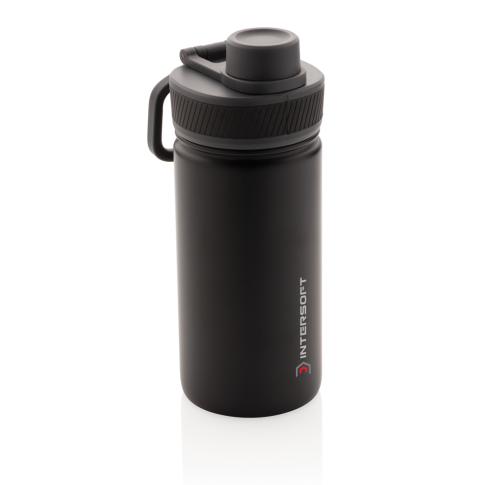 Promotional Vacuum Stainless Steel Metal Insulated Water Bottles With Sports Lid 550ml Black