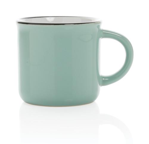 Vintage Ceramic Mugs Printed Logo Pale Green Dishwasher Safe