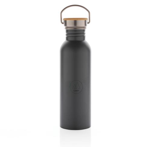Custom Modern Stainless Steel Bottles With Bamboo Lid - Grey