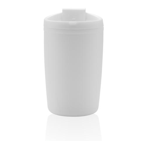 Branded Recycled PP Tumbler With Flip Lid White