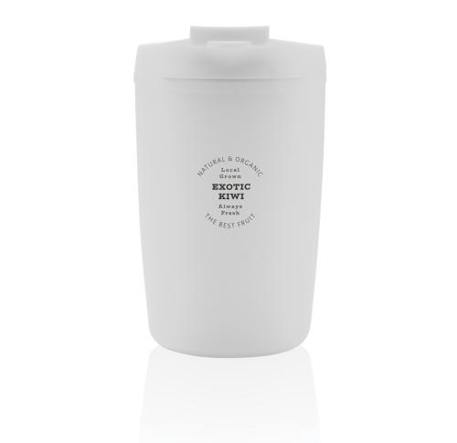 Branded Recycled PP Tumbler With Flip Lid White
