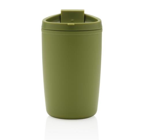 Printed GRS Recycled PP Coffee Tumbler With Flip Lid Green