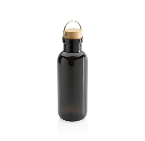 Printed Recycled Eco GRS Bottles With Bamboo Lid And Handle Black