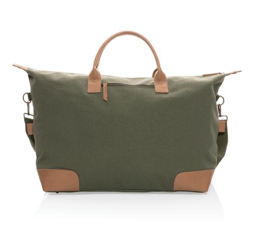 Custom Recycled Canvas Large Weekend Bag Impact AWARE™ 16 Oz. Green