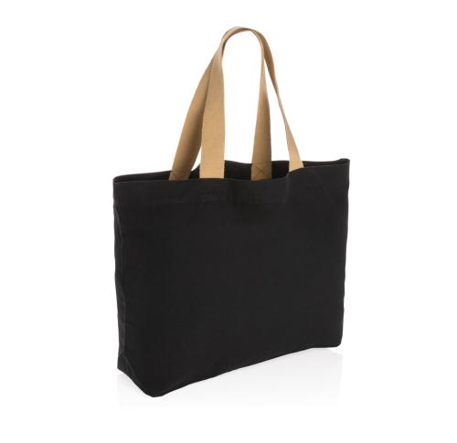 Printed Eco Recycled Canvas Large Tote Bags Black Undyed Impact Aware™ 240 Gsm 