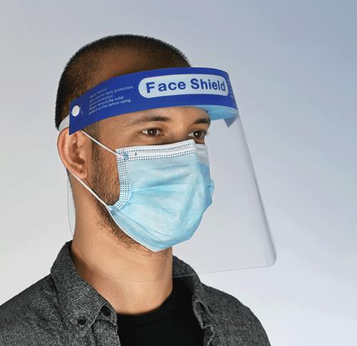 Face Shield - Clear with Blue Band
