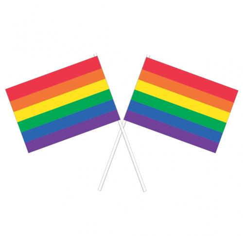 Rainbow Hand Waving Flags Gay Pride