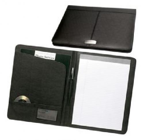 Custom Branded A4 Leather Conference Folders Black