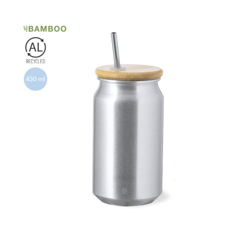 Custom Logo 430ml Eco Recycled Aluminium Tumblers With Stainless Straw 