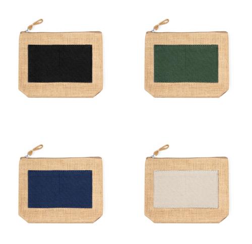 Promotional Beauty Bags Jute and Cotton Zipped Closure