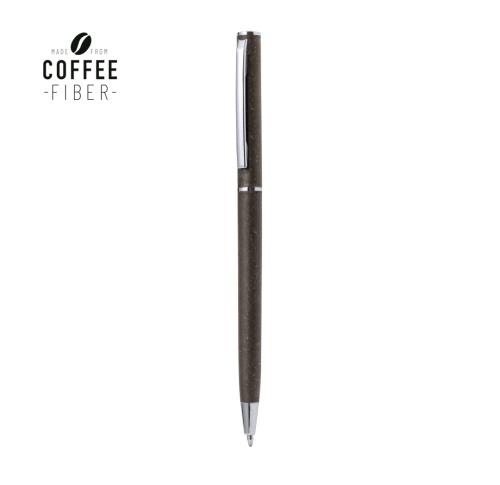 Printed Logo Cofee Fibre Pens Chrome Fittings Twist Mechanism