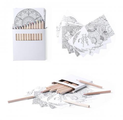 Colouring Set with 12 Designs and 12 Wooden Colouring Pencils