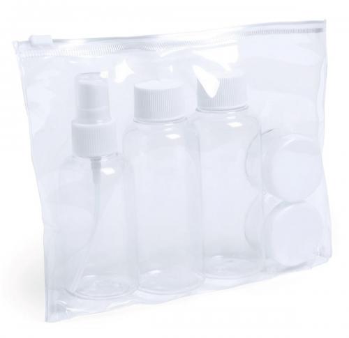 Custom Travel Bottle Sets, Travel Cosmetic Bags - 5 Accessories Transparent PVC Case