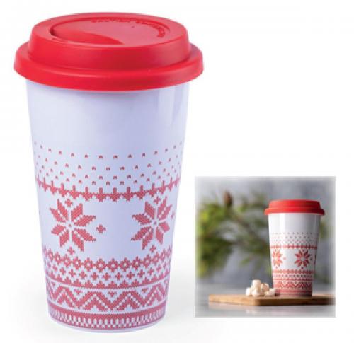 christmas ceramic travel mug