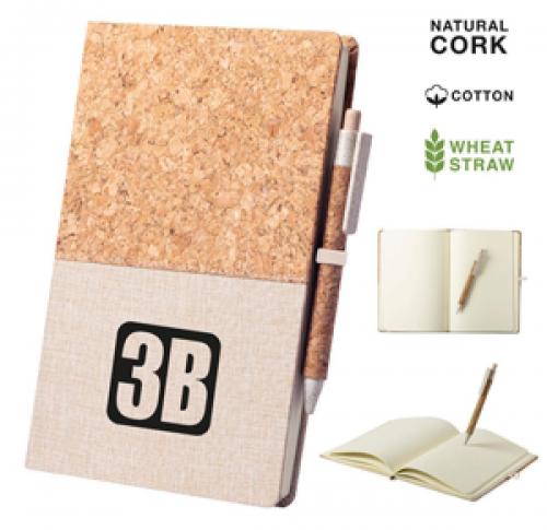 Eco Cork / Cotton Notebook Matching Cork Pen