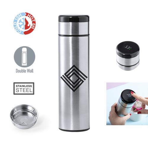 Custom Branded Stainless Steel Thermos Flasks Touch Screen Temperature Guage 420ml