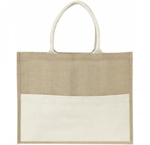 Jute bag with a cotton front pocket