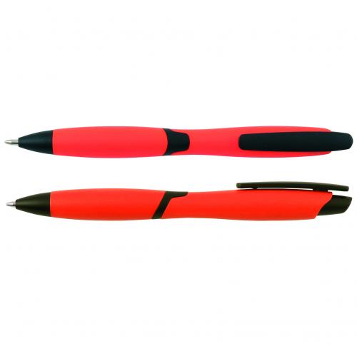 CURVY SOLID ballpen with solid coloured barrel and black clip 