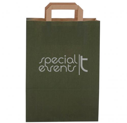 Branded Paper Bags, Flat Handle 260 X 360 X 120 Mm.