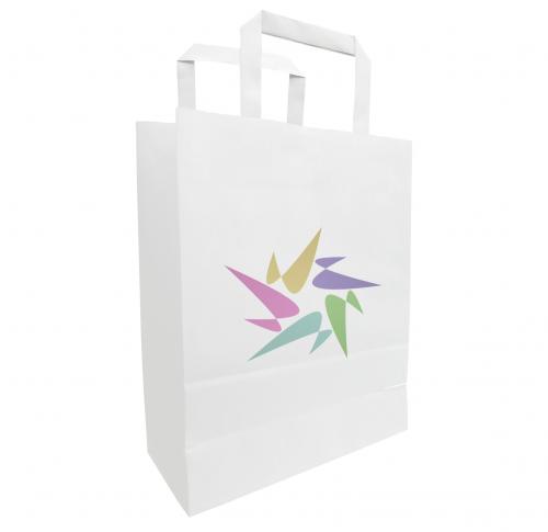 Customised Budget Paper Carrier Bags, Flat Handles - 180 X 80 X 120 Mm
