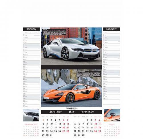 Branded Wheels Wall Calendar 2025  - 6 Leaf 