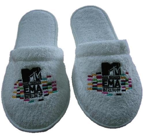 Closed Toe Towelling Spa / Hotel Slippers Embroidered