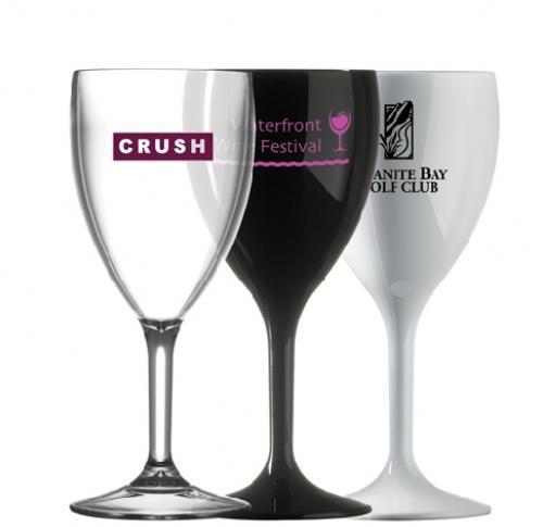 Custom Reusable Plastic Wine Glasses (312ml/11oz) - Polycarbonate - Clear, Black Or White