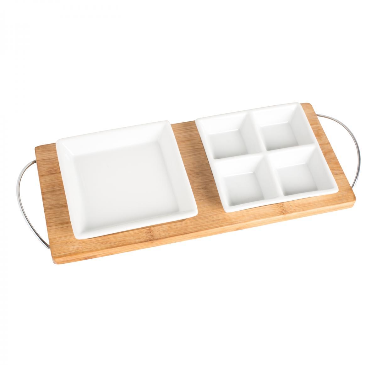 Bamboo tray with 2 plates -GETXO
