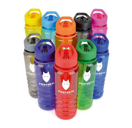Printed 750ml Sports Water Bottles Easy Grip PET Plastic