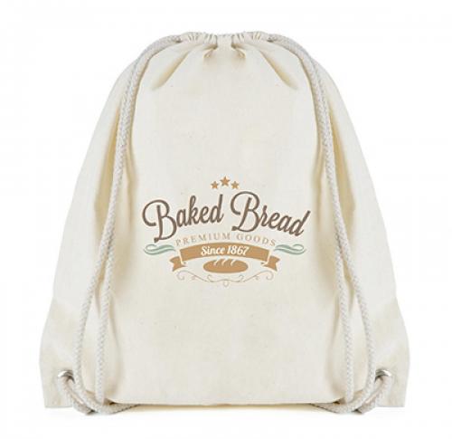 5oz Natural Cotton Drawstring Logo Bags