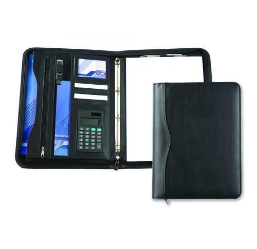 Custom Logo Black Houghton A4 Deluxe Zipped Ring Binders With Calculator
