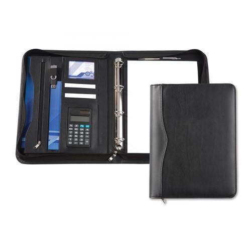 Promotional Black Houghton A4 Deluxe Zipped Ring Binders And Calculator