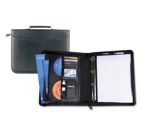 Custom Logo Black Houghton A4 Zipped Ring Binders With Calculator And Carry Handle