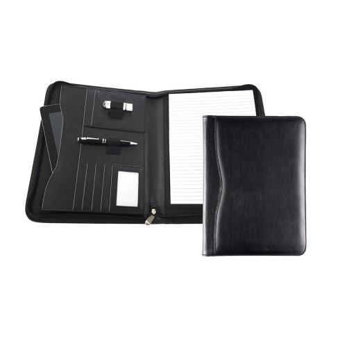 Leather A4 Deluxe Zipped Conference Folders With Tablet Pocket