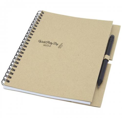 Printed Logo Luciano Eco Wire Notebooks With Pencil - Medium