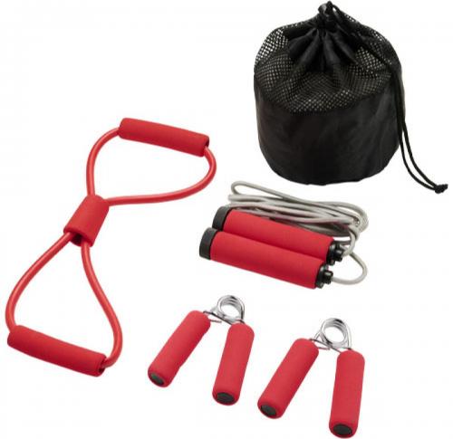 Promotional Printed Fitness Set - Skipping Rope, Chest Expander,  Hand Grips