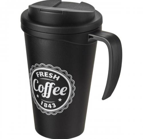 Printed Americano Grande 350 Ml Coffee Travel Mugs With Spill-proof Lid And Handle
