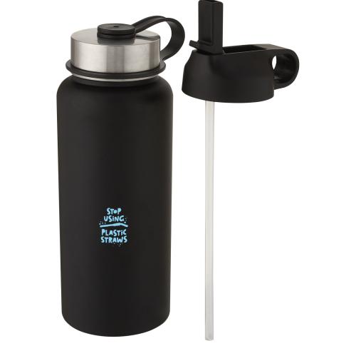 Printed Stainless Steel Straw Water Bottles  1 L Copper Vacuum Insulated Sport Bottle With 2 Lids