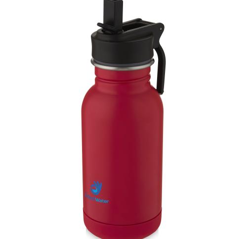 Logo Stainless Steel Sport Water Bottles With Straw And Loop Lina 400 Ml 