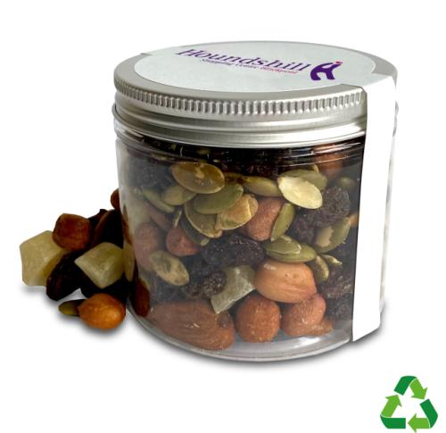 Eco Friendly Printed Savoury Snack Pot 200ml- Trail Mix, Wasabi Peanuts Or Yoghyrt Raisins